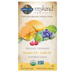mykind Organics Chewable Vegan D3 - s příchutí maliny a citrónu 30 tablet